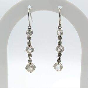 Silver tone and rhinestone glamorous dangle earrings